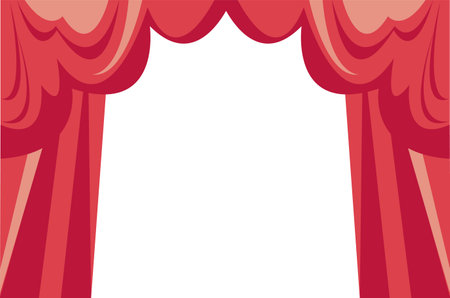 Curtain theater stage movie show text place concept. Vector flat graphic design illustrationのイラスト素材