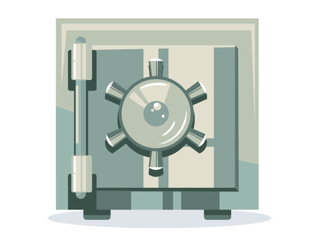 Close safe box bank money deposit isolated on white background. Vector flat graphic design illustrationのイラスト素材