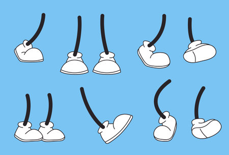 Cartoon leg retro vintage character comic mascot shoe isolated set. Vector flat graphic design illustrationのイラスト素材