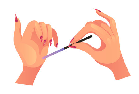 Manicure hand arm nail polish polish finger concept. Vector flat graphic design illustrationのイラスト素材