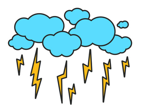 Cloud rain thunderstorm lightning storm concept. Vector flat graphic design illustrationのイラスト素材