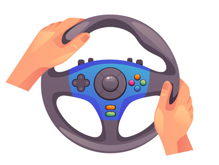 Drive game car wheel guide isolated concept. Vector flat graphic design illustrationのイラスト素材