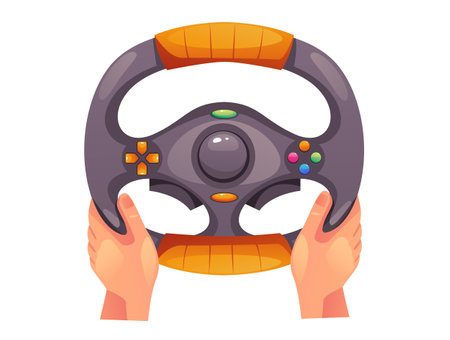 Drive game car wheel guide logo isolated concept. Vector flat graphic design illustrationのイラスト素材