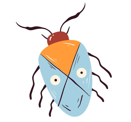 Insect cute beetle bug butterfly fly isolated concept. Vector flat graphic design illustrationのイラスト素材