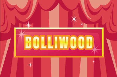 Bollywood cinema indian neon brochure background concept. Vector flat graphic design illustrationのイラスト素材