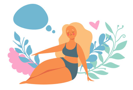 Woman mental dream wellbeing wish daydream imagination concept. Vector graphic design illustrationのイラスト素材