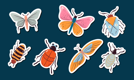 Butterfly magic moth insect fly bug isolated set. Vector graphic design illustrationのイラスト素材