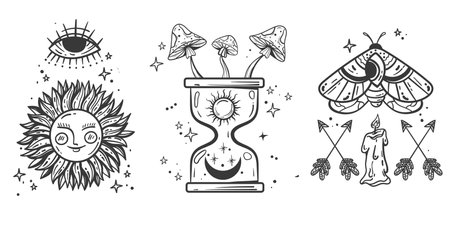 Ð¡elestial boho esoteric moon astrology concept. Vector flat graphic design illustrationのイラスト素材