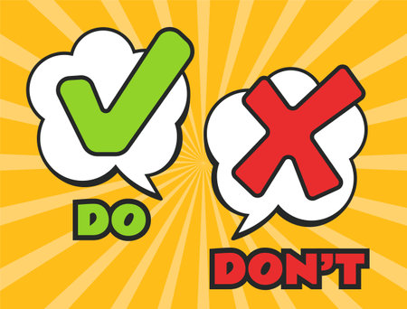 Comic false true check x mark tick checkmark concept. Vector flat graphic design illustrationのイラスト素材