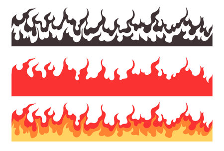 Fire flame cartoon burn isolated set. Vector graphic design illustrationのイラスト素材