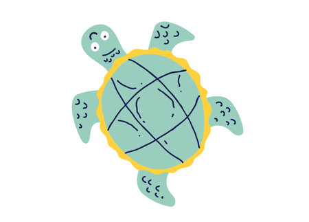 Sea cute turtle animal tortoise character isolated concept. Vector graphic design illustrationのイラスト素材