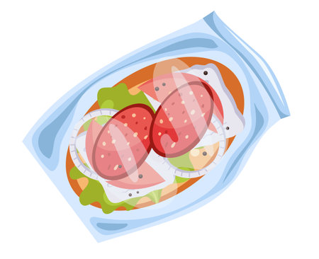 Sandwich in plastic bag lunch box lunchbox isolated concept. Vector graphic design illustrationのイラスト素材