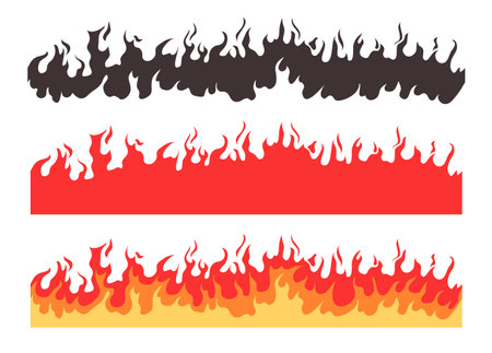 Fire flame cartoon burn isolated set. Vector graphic design illustrationのイラスト素材