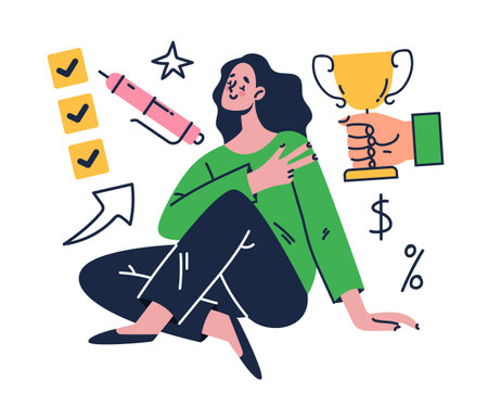 Student winner champion education success school award concept. Vector flat graphic design illustrationのイラスト素材
