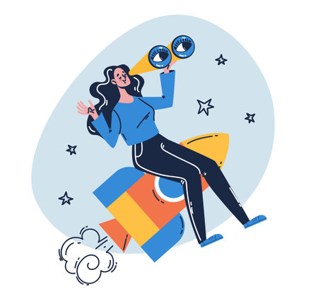 People sitting on rocket startup up entrepreneur success concept. Vector flat graphic design illustrationのイラスト素材