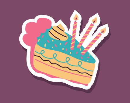 Birthday cake cupcake card party holiday isolated concept. Vector flat graphic design illustrationのイラスト素材