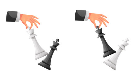 Chess strategy game checkmate piece competition challenge concept. Vector flat graphic design illustrationのイラスト素材
