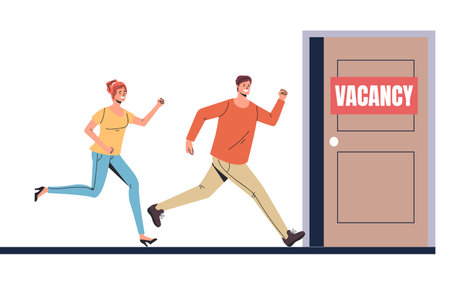 Recruiter work hire office job business hunter concept. Vector flat graphic design illustrationのイラスト素材