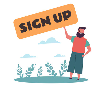 People sign up login password online account website signup click concept. Vector flat graphic design illustrationのイラスト素材