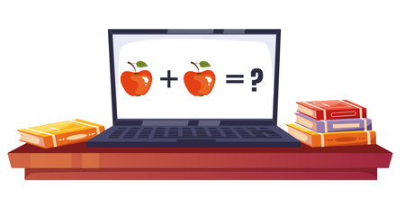 School online classroom learn class internet task study education concept. Vector flat graphic design illustrationのイラスト素材