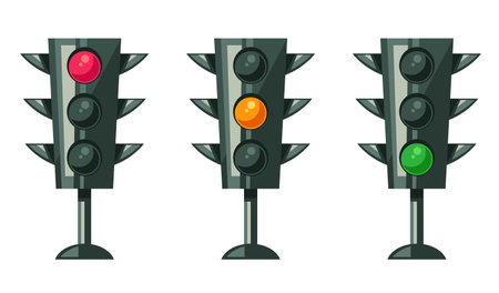 Traffic light semaphore different road signal isolated set. Vector flat graphic design illustrationのイラスト素材