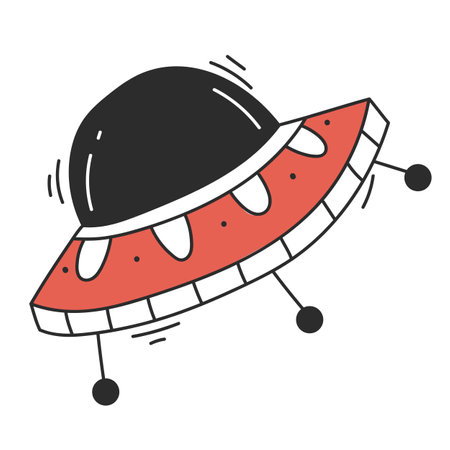 Ufo alien space spaceship spacecraft sticker print concept. Vector flat graphic design illustrationのイラスト素材
