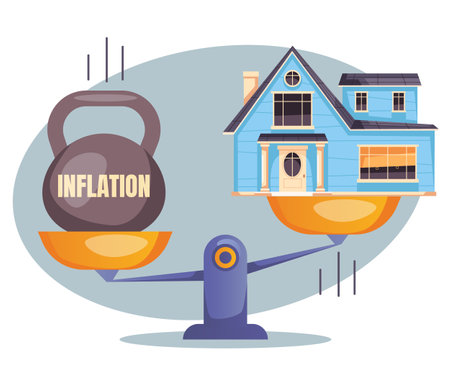 Inflation balance house money business price bank concept. Vector flat graphic design illustrationのイラスト素材