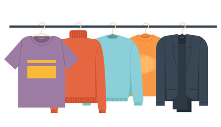 Hanger closet cloth store shop wardrobe coat concept. Vector flat graphic design illustrationのイラスト素材