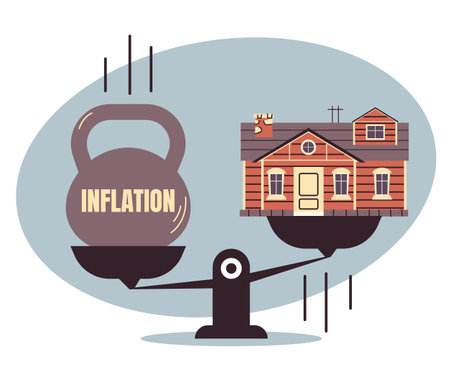 Inflation balance house money business price bank concept. Vector flat graphic design illustrationのイラスト素材