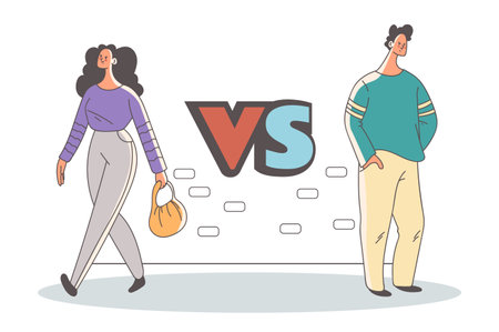 Couple relationship divorce man woman depressed concept. Vector flat graphic design illustrationのイラスト素材