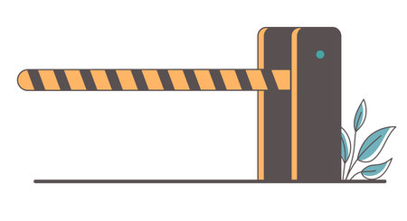 Transport car barrier gate railroad road automatic parking stop concept. Vector flat graphic design illustrationのイラスト素材