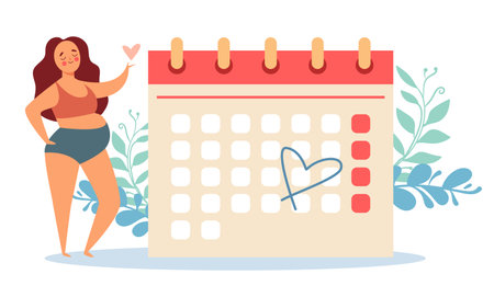 Pregnant woman mother pregnancy calendar waiting birth isolated concept. Vector flat graphic design illustrationのイラスト素材