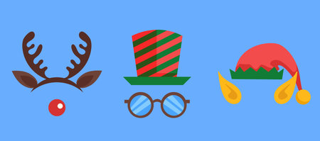 Christmas hat xmas costume collection isolated concept. Vector flat graphic design illustrationのイラスト素材