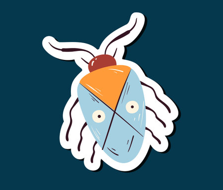 Bug insect cute beetle sticker isolated concept. Vector flat graphic design illustrationのイラスト素材