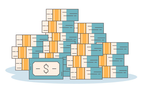 Money cash dollar stack pile banknote flat paper isolated concept. Vector flat graphic design illustrationのイラスト素材