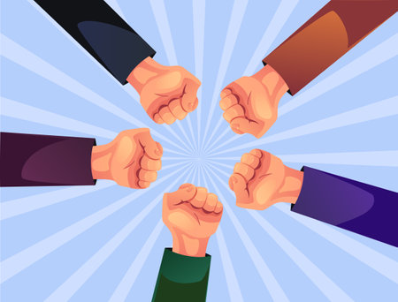 Fist hand fight protest discrimination sign power democracy concept. Vector graphic design element illustrationのイラスト素材