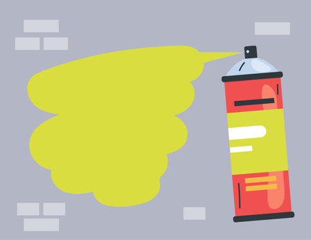 Hand hold bottle spray and draw graffiti speech bubble concept. Vector flat graphic design illustrationのイラスト素材