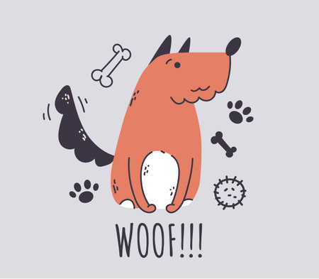 Dog abstract doodle animal print decoration concept flat graphic design illustrationのイラスト素材