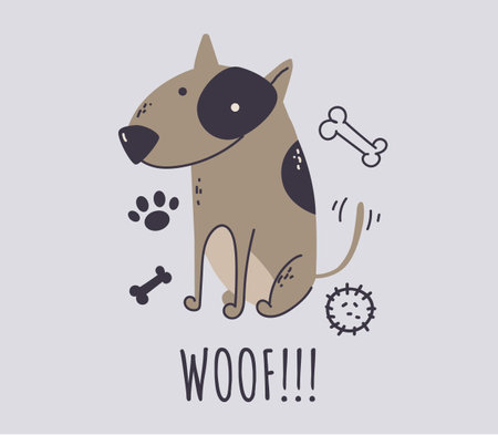 Dog abstract doodle animal print decoration concept. Vector flat graphic design illustrationのイラスト素材