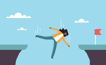 Business businessman fail down finance problem failure obstacle crisis concept. Vector flat graphic design illustrationのイラスト素材