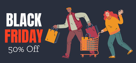 Black friday sale discount banner template background concept. Vector flat graphic design illustrationのイラスト素材
