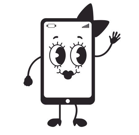 Retro phone character smartphone telephone concept. Vector flat graphic design illustrationのイラスト素材