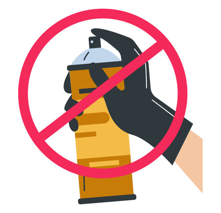 Spray aerosol forbidden red sign badge concept. Vector flat graphic design illustrationのイラスト素材