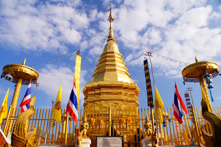 This is a Gold pagoda in Wat Phrathat Doi Kham at Thailand.の写真素材