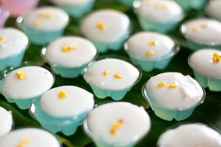 Thai dessert made from mung bean flour or flour Mix the water, floating flowers and sugar, stirring...