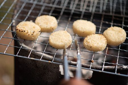There are Grilled Sticky Rice it cooked from sticky rice and eggsの写真素材