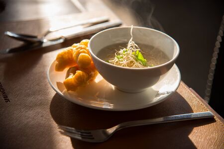 Congee is a type of rice porridge or gruel popular in many Asian countries.の写真素材