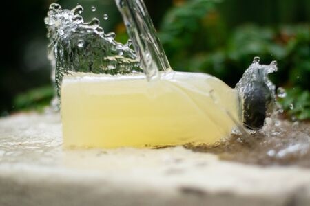 This is the drink made from the fresh lemon wand blended with honey.の写真素材