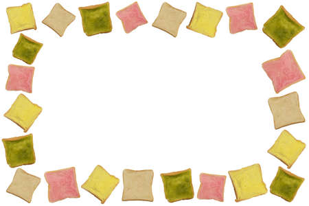 sliced bread with jam photo frameの写真素材