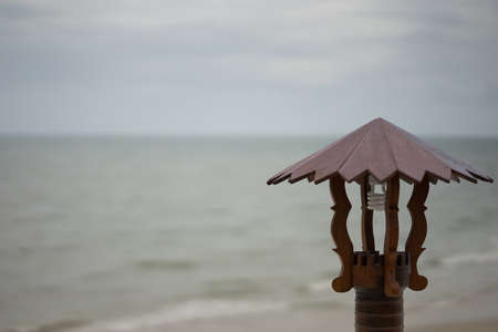 the lamp at  sea backgroundの写真素材